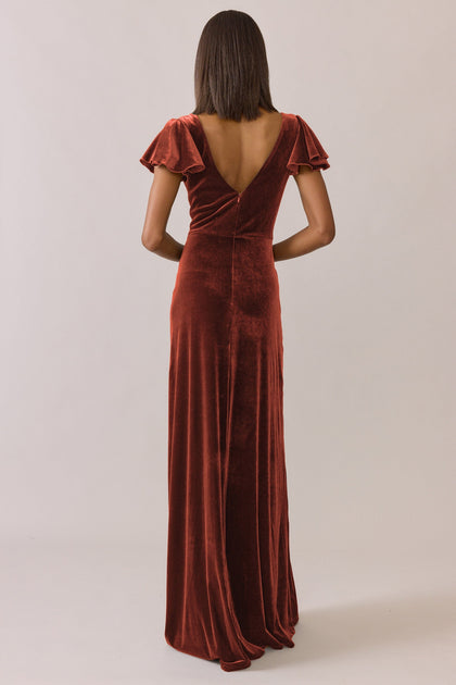 Nora Velvet Dress | Made To Order | Terracotta