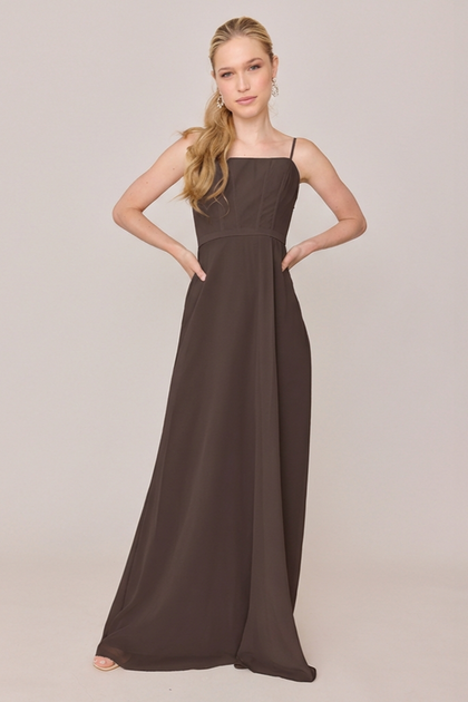 Nova Chiffon Dress | Made To Order | Espresso