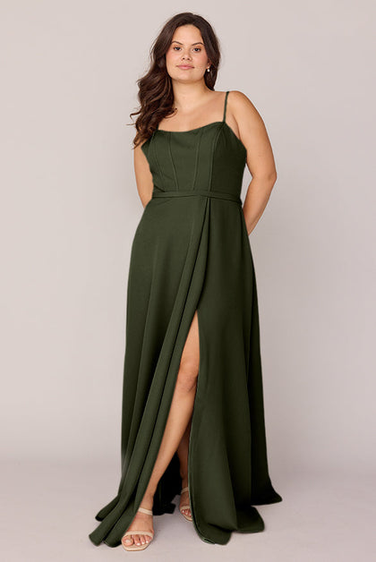 Nova Crepe Dress | Made To Order | Deep Olive