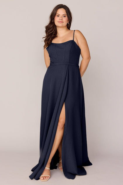 Nova Crepe Dress | Made To Order | Navy Blue