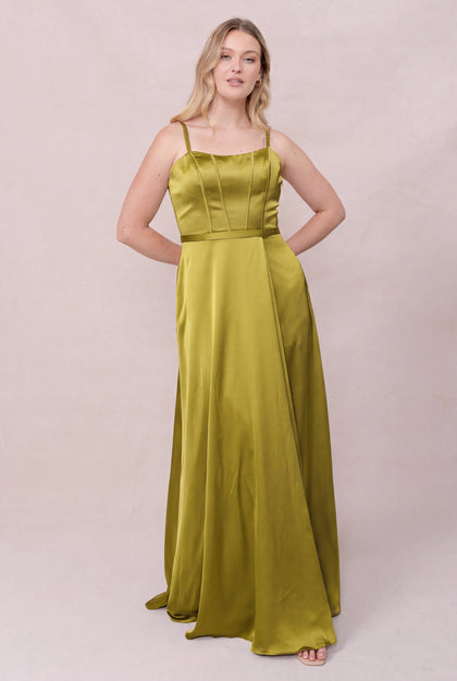 Nova Satin Dress | Made To Order | Chartreuse