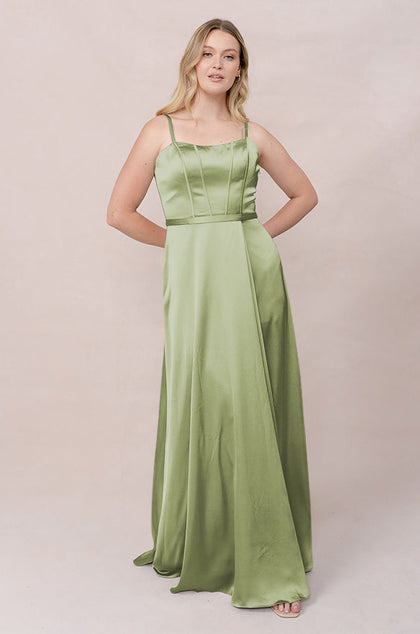 Nova Satin Dress | Made To Order | Matcha