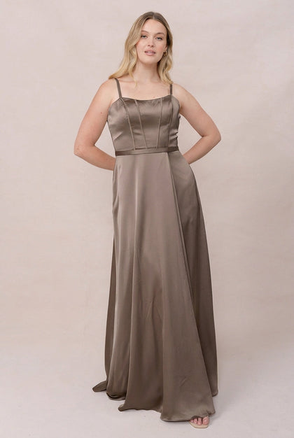 Nova Satin Dress | Made To Order | Truffle