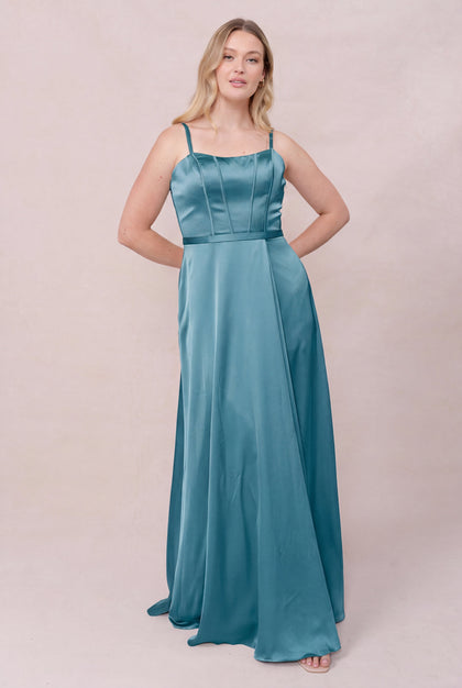 Nova Satin Dress | Made To Order | Turquoise