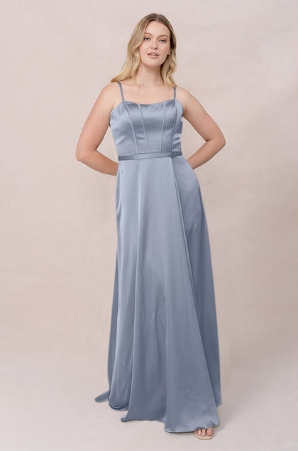 Nova Satin Dress | Made To Order | French Blue