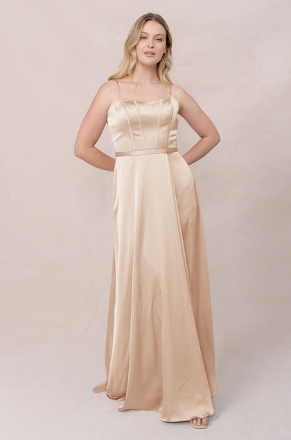 Nova Satin Dress | Made To Order | Gold Champagne