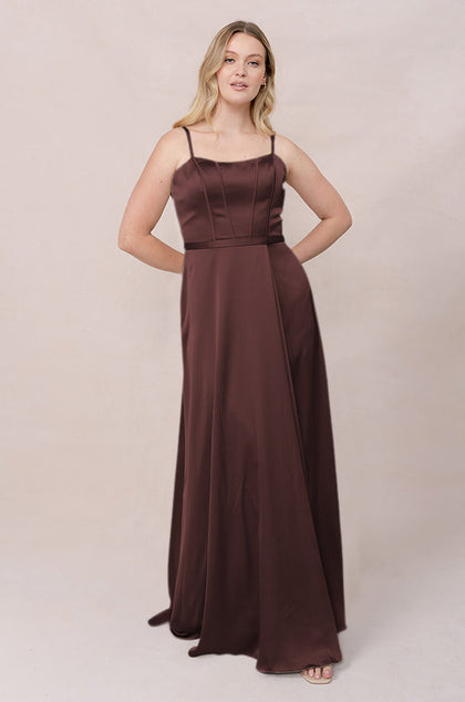 Nova Satin Dress | Mahogany
