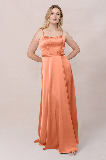 Nova Satin Dress | Made To Order | Tangerine