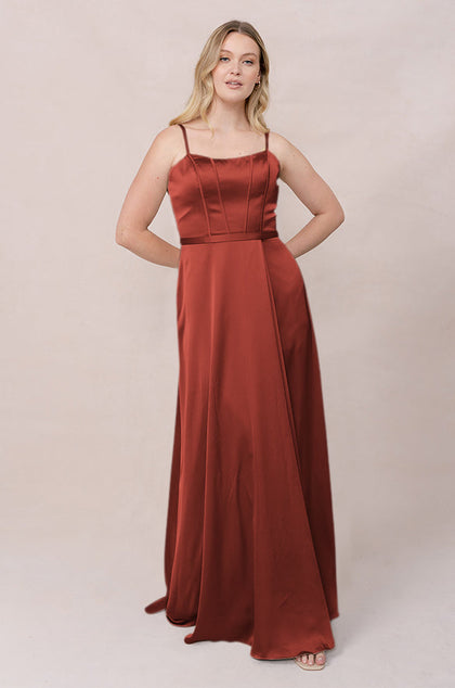 Nova Satin Dress | Made To Order | Rust