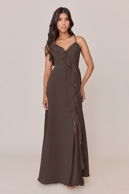 Paloma Chiffon Dress | Made To Order | Espresso