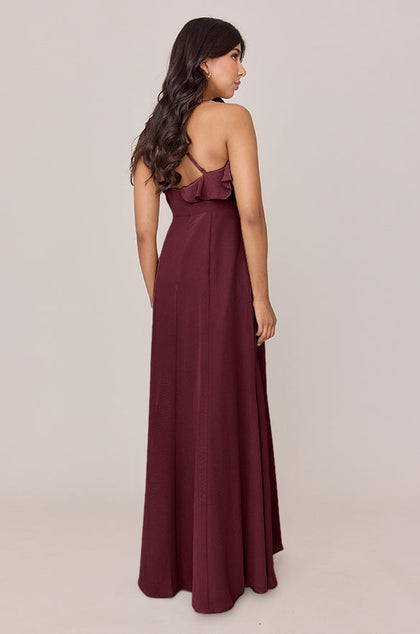 Paloma Chiffon Dress | Made To Order | Cabernet