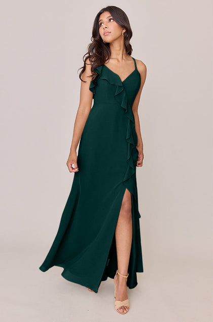 Paloma Chiffon Dress | Made To Order | Emerald