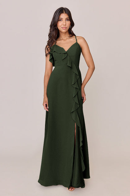 Paloma Chiffon Dress | Made To Order | Deep Olive