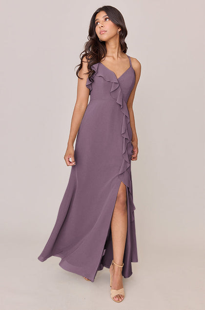Paloma Chiffon Dress | Made To Order | Dusty Purple