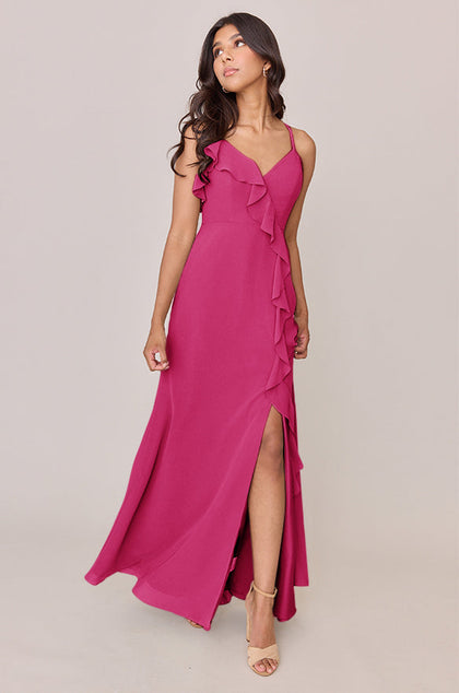 Paloma Chiffon Dress | Made To Order | Hot Pink