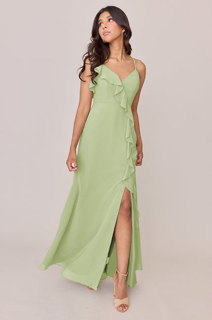 Paloma Chiffon Dress | Made To Order | Matcha