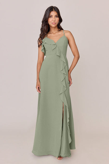Paloma Chiffon Dress | Made To Order | Moss