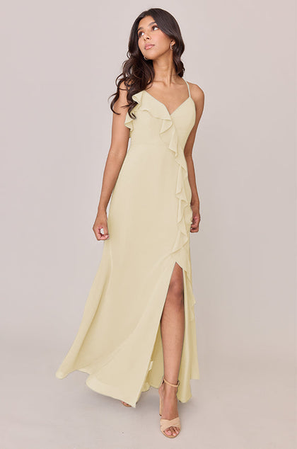 Paloma Chiffon Dress | Made To Order | Pale Yellow