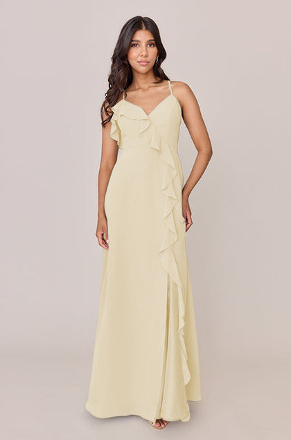 Paloma Chiffon Dress | Made To Order | Pale Yellow