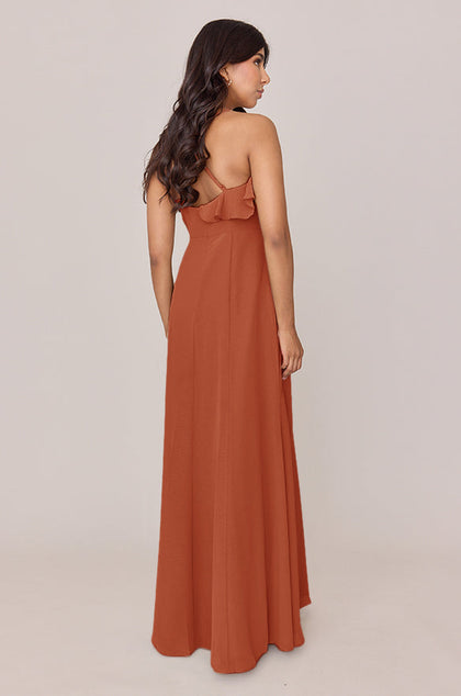 Paloma Chiffon Dress | Made To Order | Rust Orange