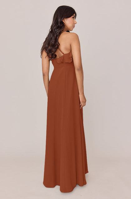 Paloma Chiffon Dress | Made To Order | Rust