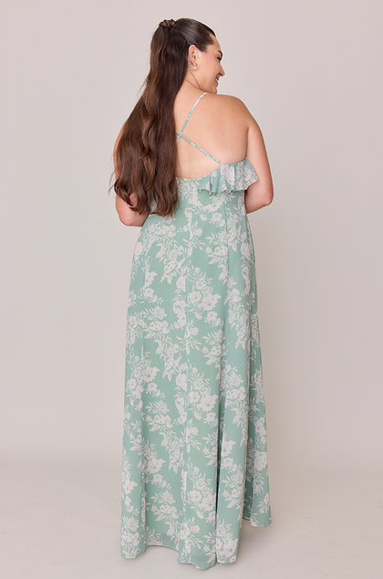 Paloma Chiffon Floral Print Dress | Made To Order | Sage and Champagne Bouquet