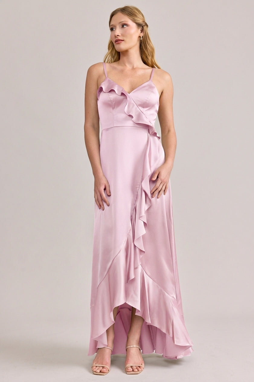 light pink satin dress Paloma Satin Dress