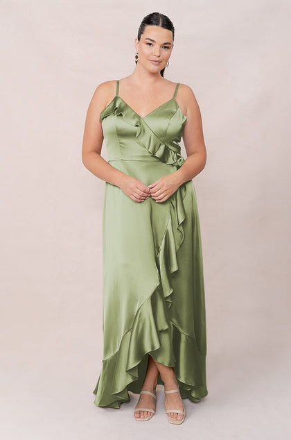 Paloma Satin Dress | Made To Order | Matcha