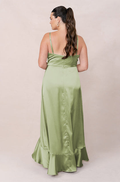 Paloma Satin Dress | Made To Order | Matcha