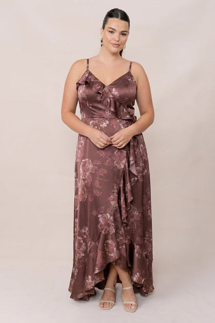Paloma Satin Floral Print Dress | Made To Order | Mahogany Blooms