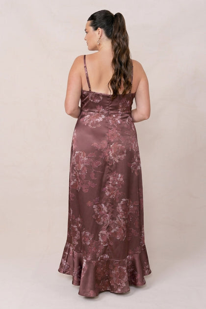 Paloma Satin Floral Print Dress | Made To Order | Mahogany Blooms