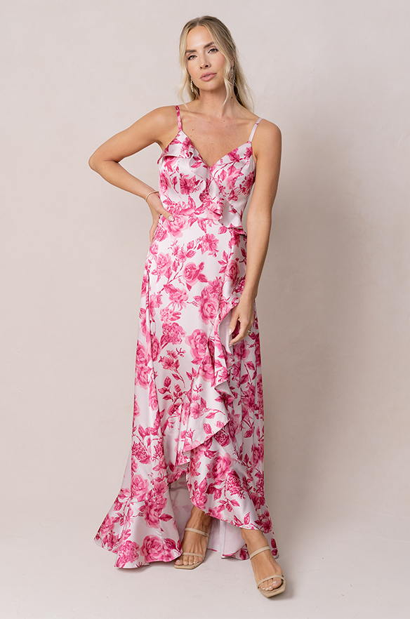 Paloma Satin Floral Print Dress Paloma Satin Floral Print Dress