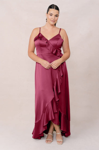Paloma Satin Dress | Made To Order | Berry
