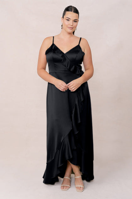 Paloma Satin Dress | Made To Order | Black