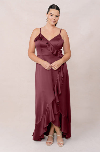 Paloma Satin Dress | Made To Order | Cabernet