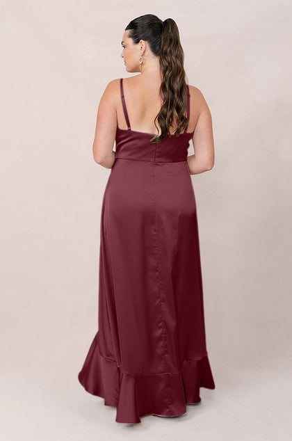 Paloma Satin Dress | Made To Order | Cabernet