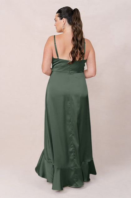 Paloma Satin Dress | Made To Order | Deep Olive