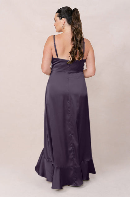 Paloma Satin Dress | Made To Order | Eggplant