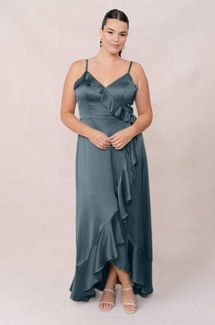 Paloma Satin Dress | Made To Order | Eucalyptus