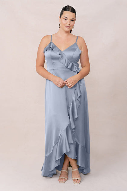 Paloma Satin Dress | Made To Order | French Blue