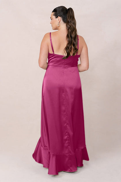 Paloma Satin Dress | Made To Order | Fuchsia