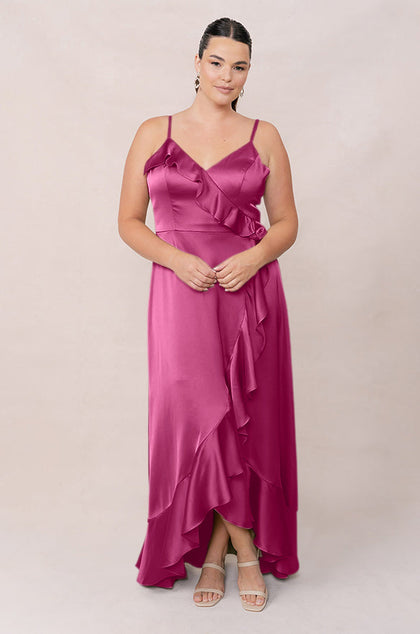Paloma Satin Dress | Made To Order | Fuchsia