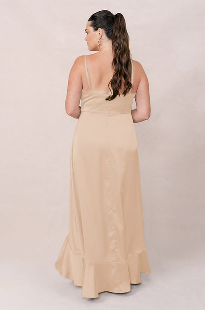 Paloma Satin Dress | Made To Order | Honey Beige