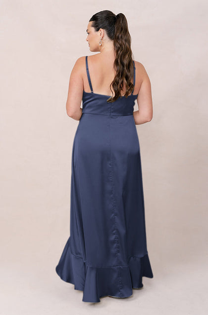 Paloma Satin Dress | Made To Order | Indie Blue