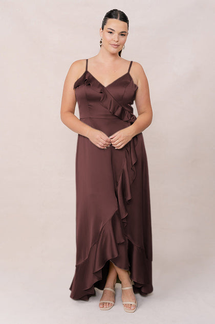 Paloma Satin Dress | Made To Order | Mahogany