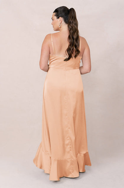 Paloma Satin Dress | Made To Order | Peach