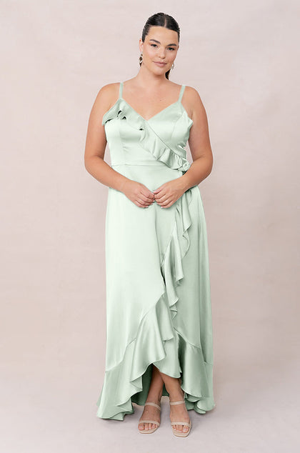 Paloma Satin Dress | Made To Order | Pistachio