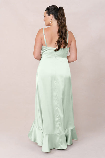 Paloma Satin Dress | Made To Order | Pistachio