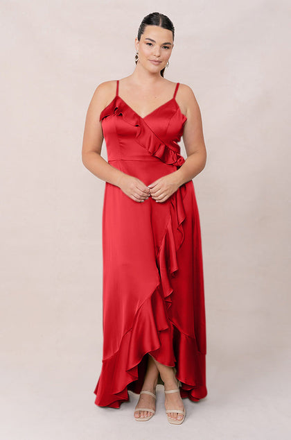 Paloma Satin Dress | Made To Order | Poppy Red