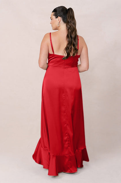Paloma Satin Dress | Made To Order | Poppy Red